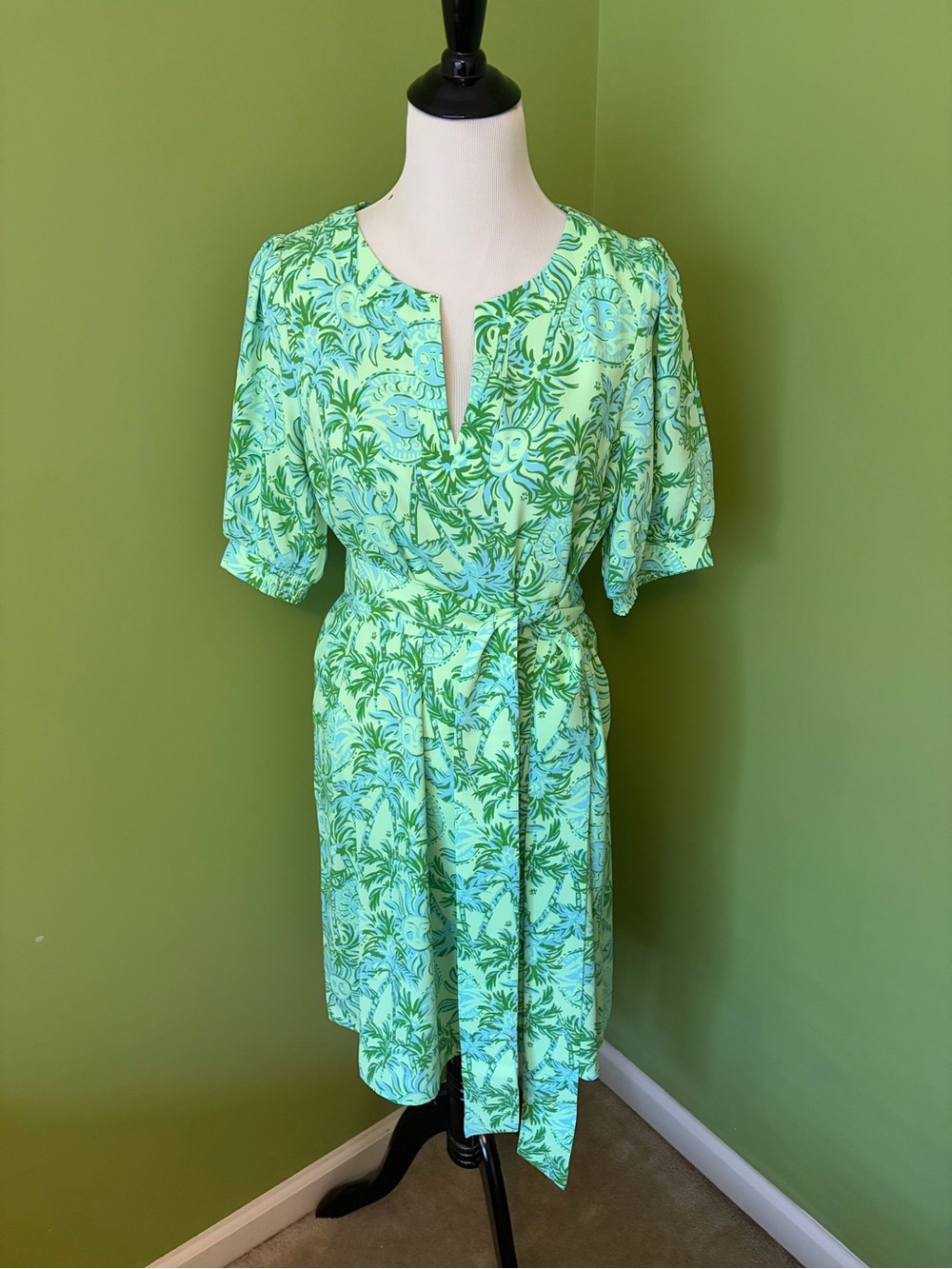Lilly Pulitzer Olivine Short Sleeve Dress Cool Mint Catchin Rays